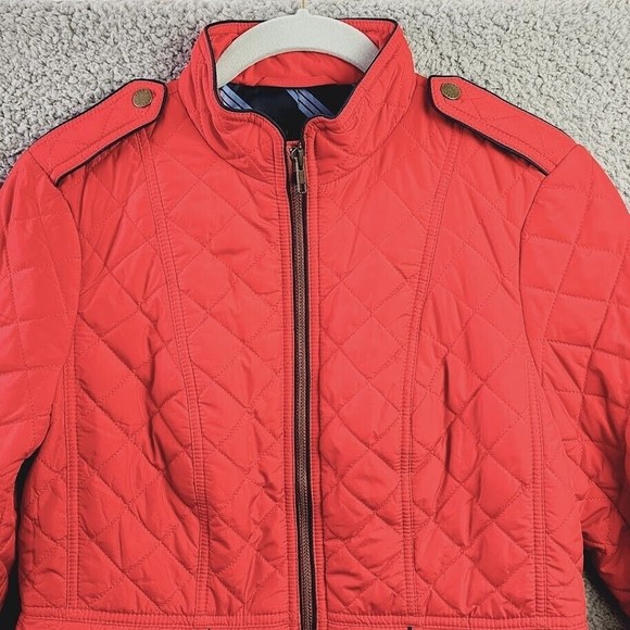 Talbots Jacket Womens XSmall Red Quilted Military Coat Fully Lined Cabincore - Picture 2 of 12
